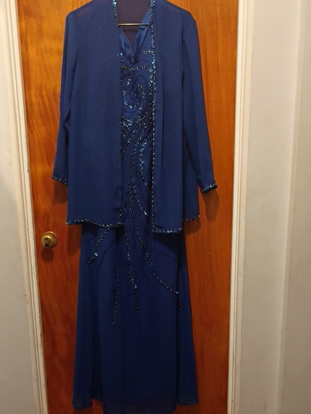 Unlisted Royal Blue Beaded Wedding Dress with Jacket